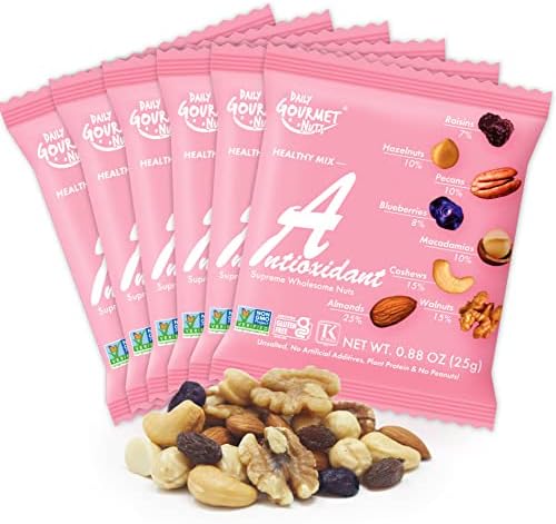 Daily Gourmet Nuts - Unsalted Mixed Nuts Snack Packs/Individually Wrapped Snacks/Nut Snacks/No Peanuts/Healthy Trail Mix Individual Packs/Deluxe Assorted Snacks (B. Antioxidant, 24 Packs)