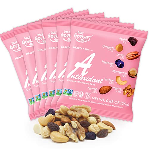 Daily Gourmet Nuts - Unsalted Mixed Nuts Snack Packs/Individually Wrapped Snacks/Nut Snacks/No Peanuts/Healthy Trail Mix Individual Packs/Deluxe Assorted Snacks (B. Antioxidant, 24 Packs) #TOP2
