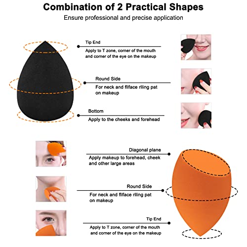 12 Pieces Professional Makeup Sponge Set,Latex Free Flawless Soft Setting Face Puffs,Makeup Blending Sponge Cosmetic Applicator for Powder,Liquid,Facial Makeup Tools