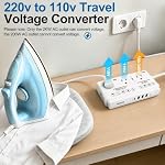 220v to 110v Travel Voltage Converter: International Universal Voltage Converter US to Europe Power Strip Plug Transformer - 2000W Electric Hair Dryer Step Down Outlet Converters for European UK EU