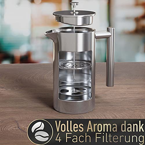 Barista Legends French Press Edelstahl Kaffeebereiter (1 Liter) - Doppelwandige Thermo Kaffeepresse für dauerhaft… – Bild 4
