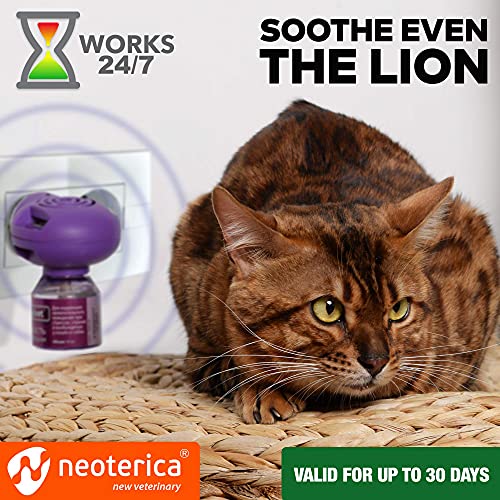 Calming Cat Diffuser Refill & Anti Anxiety Pet Products - Feline Calm Pheromones & Cats Comfort - Stress Relief Help With Pee, New Zone, Aggression, Fighting With Dogs & Behavior Control #TOP3