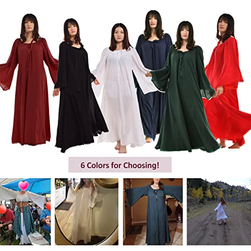 Blessume Women's Medieval Renaissance Chemise Dress, White, X-Large #TOP2