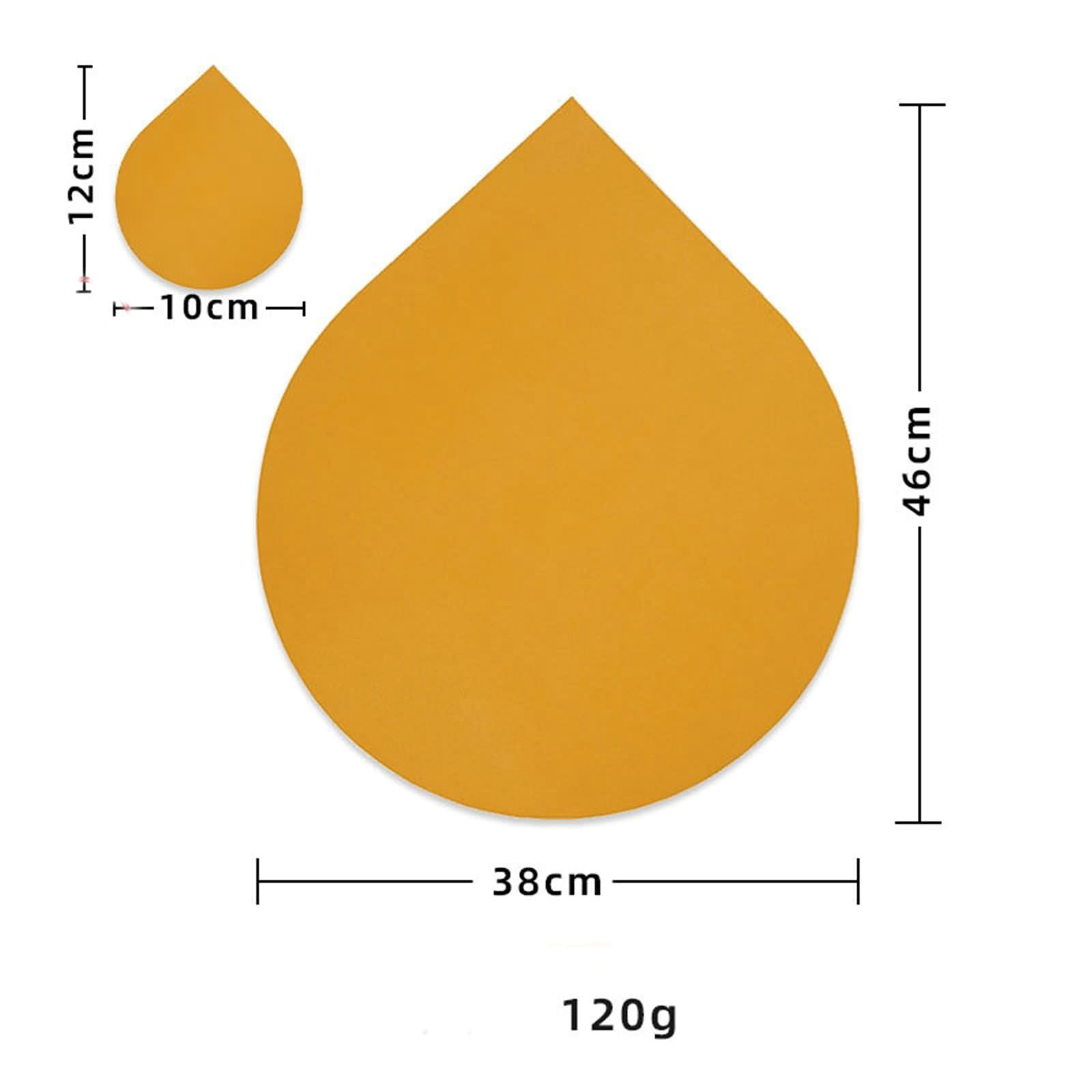 Tischsets Platzsets Gelb, Platzsets 6er Set 38x46cm+10x12cm Tropfenförmig, Einfarbig mit Untersetzer Leder