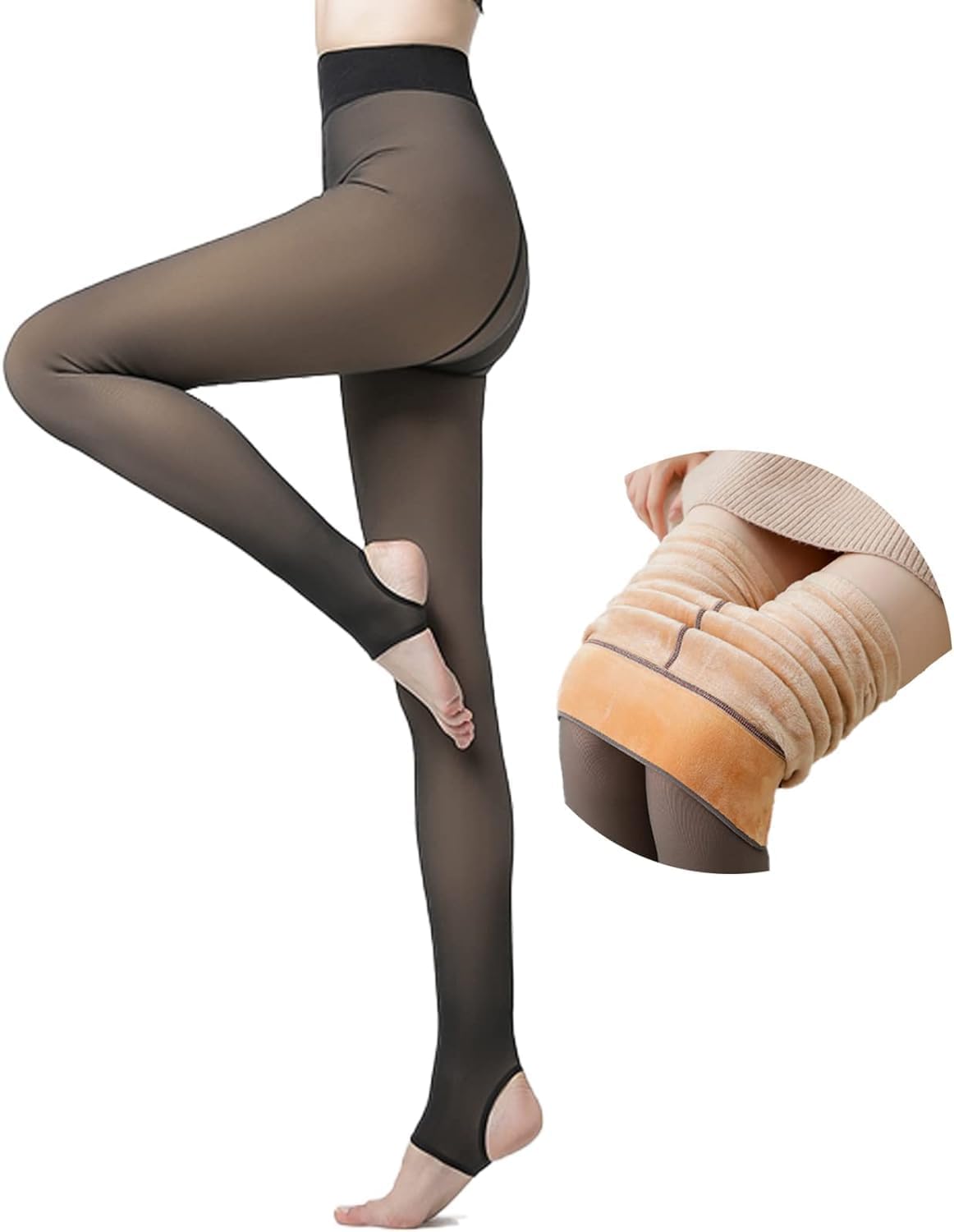 Winter Warm Thermal Fleece Lined Women Leggings Pants (Waist Size : 26 to 34 Inch Stretchable) (Black-Ankle)