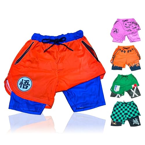 CROWN for Kings. by Kings LMTD Supply Anime Shorts - Breathable Stretch Compression Gym Short with Pockets and Towel Holder (L-OrangeDzb)