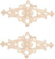 Vista 1 de MUXSAM Apliques de madera tallados para muebles, 2 calcomanías de tallado en centro sin pintar para puerta, pared, techo, gabinete, tocador, espejo