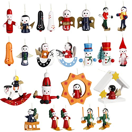 Gobesty Weihnachtsbaum Schmuck aus Holz, 24 Stück Christbaumschmuck...