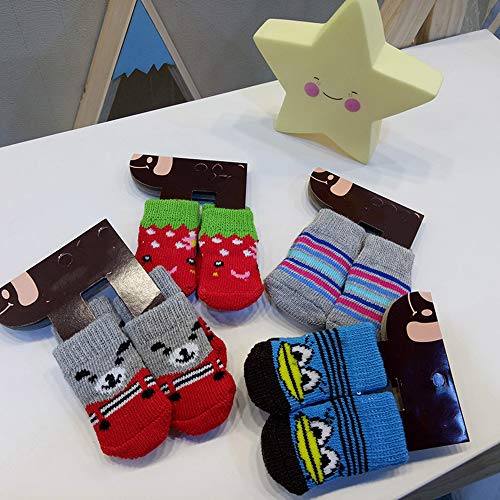 Meias de malha elásticas fofas antiderrapantes para animais de estimação meias de algodão com contro