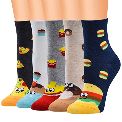 Moyel 5 Pairs Women's Cute Food Socks For Girls Funny Funky Novelty Socks