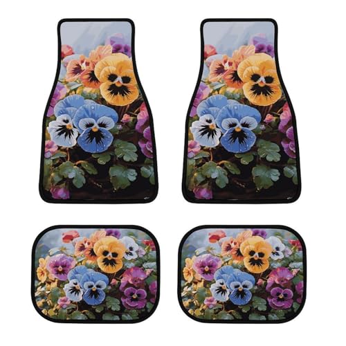 Tapis de sol voiture motif fleurs lot de 4 protections universelles camionnette SUV