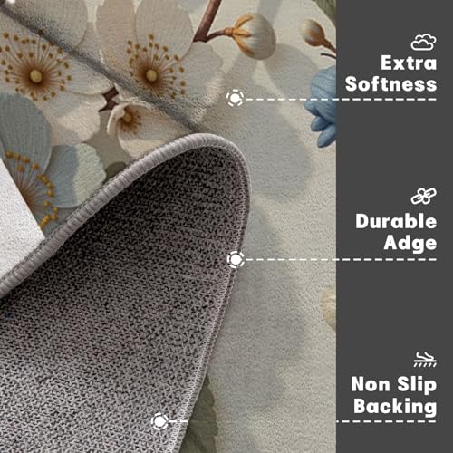 Tapis entrée attrape-poussière paillasson lavable oiseaux blanc