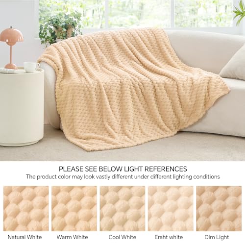 Image of BEDELITE Blush Sand Throw Blanket for Couch, Soft Gifts for Women, 50 * 60 | 3D Jacquard Decorative Fleece Blanket, Super Soft Plush Throws, Cute Birthday Gift for Women & Men, Suitable for All Seasons