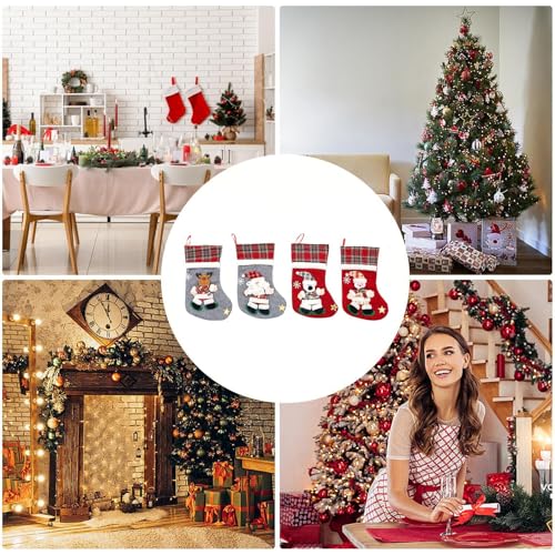 Chaussettes de Noël 3D rouges pour une décoration de cheminée festive et chaleureuse - 4