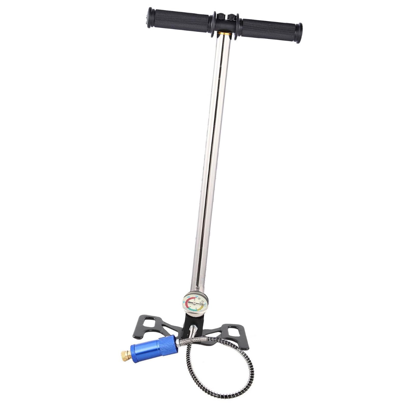 Manuelle Hochdruckpumpe Zum Tauchen, Handaufblasgerät aus Edelstahl mit Manometer, 53-cm-Schlauch, Tragbares Sauerstoffflaschenzubehör