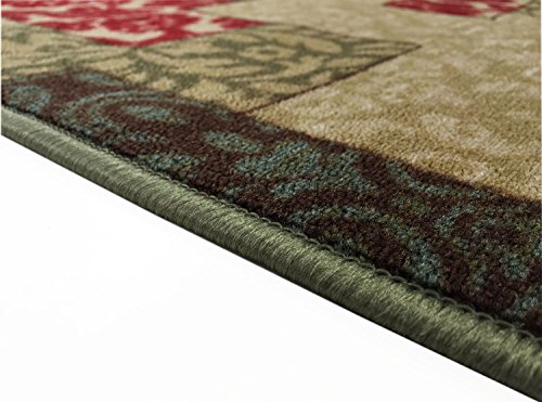 Patcwork Design Green Runner Rug, Slip Resistant Rubber Back Floral Geometric 2X7 Hallway Rug Runners #TOP3