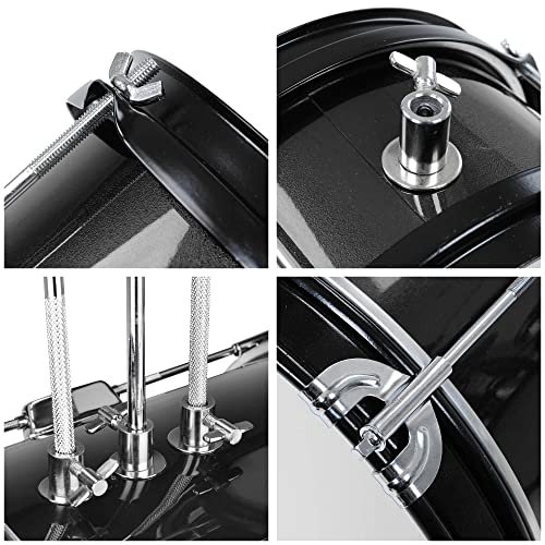 Aw 3-Piece Drum Set Kids Beginner 12" Drum Set 4 Piecesticks Throne Cymbal Bass Snare Seat Drumsticks & Seat Musical Instruments Beginner Sets Age 6-12 Black #TOP2