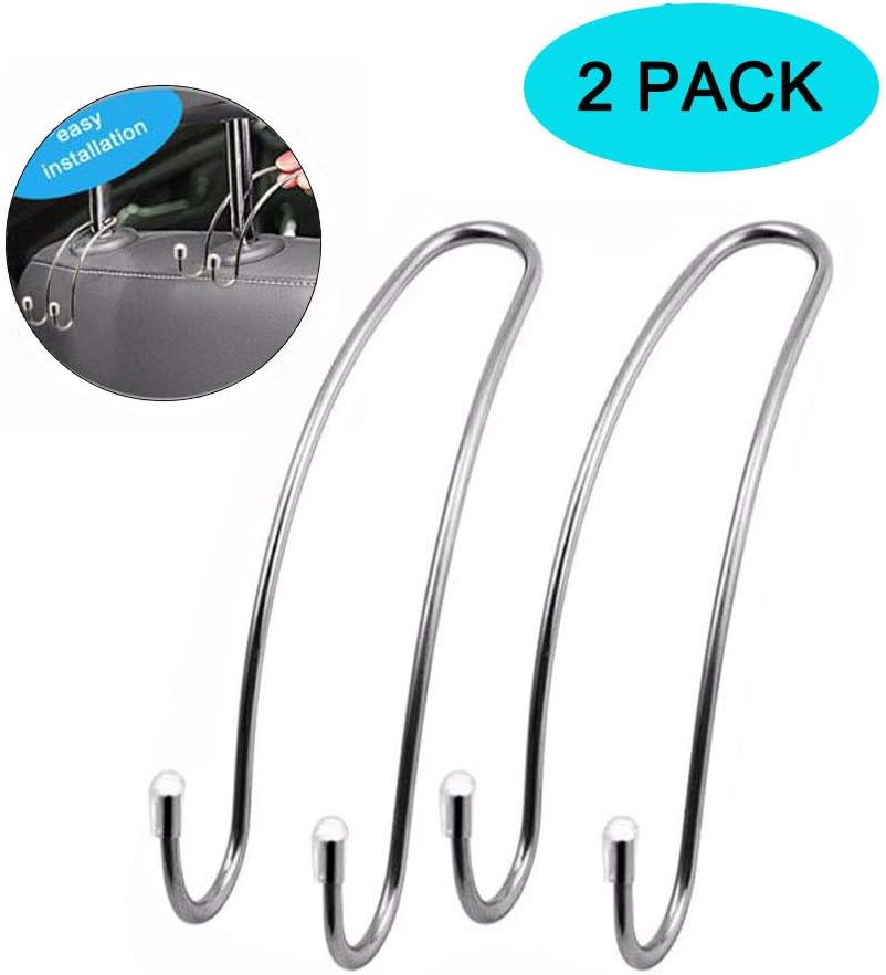 XINYUWIN 2pieces Universal Car Headrest Hanger Hooks Metal Mini Headrest Coat Clothes Hanger Storage Hook Car
