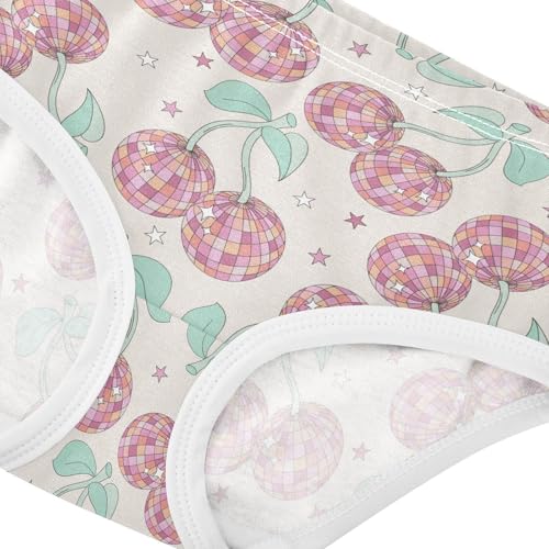 Girl's Cotton Brief Underwear Cherry Disco Ball Soft Comfort Girls Panties for 2-8 Years2