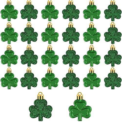 Emopeak St. Patrick's Day Kleeblatt-Ornament, 24 Stück, grünes Glücksklee zum Aufhängen, für Baum, Tisch, Regal, Heimdekoration, irischer Tag, Party, Festival, Dekoration Cover