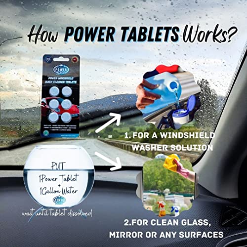 New 6 Gallons Power Windshield Washer Fluid Tablets For Car Glass Window Cleaner Washer Fluid Water Repellent, Or To Clean Any Surface For Rv Or Household All Purpose #TOP5