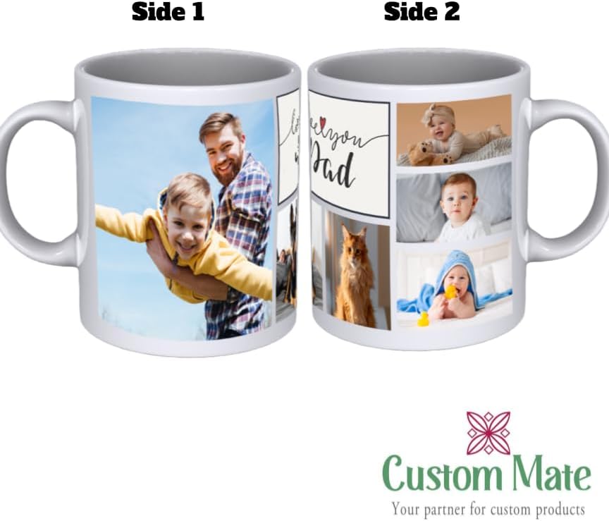 Custom Mug - Personalized Coffee Mug - Custom Cup with Pictures, Names, Text, Photos, Logos - 11, 15, and 20 oz with Color Options (DAD Wish (6 Images)) - Image 2