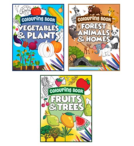 Storio Colouring Books for Kids (Set of 3 Books) – Gift to Children for Painting, Drawing and Colouring – Vegetables, Animals, Fruits – 3 to 6 Years Old