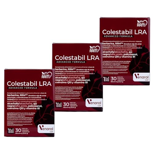 Herbora Colestabil LRA - Pack Ahorro 3 x 30 Cápsulas - Con Berberina, Levadura Roja de Arroz, Alcachofa, Ajo Negro, Policosanol y Vitamina B1 - Suplemento para Control de Colesterol