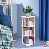 Rotating Bookshelf 3 Tier 360° Rotatable Bookcase Modern Small Corner Bookshelf for Small Space Floo