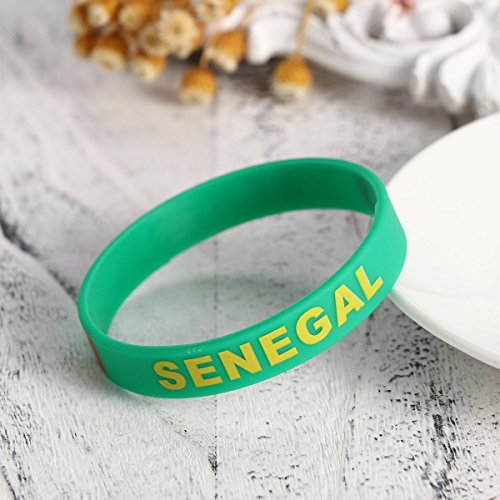 Senegal Wristband Bracelet Silicone Rubber National Country Flag Unisex Sport Fashion Wrist Strap Gift Souvenir Fan Supporter Soccer Football Cricket Basketball Tennis Volleyball Rugby Athletics #TOP10