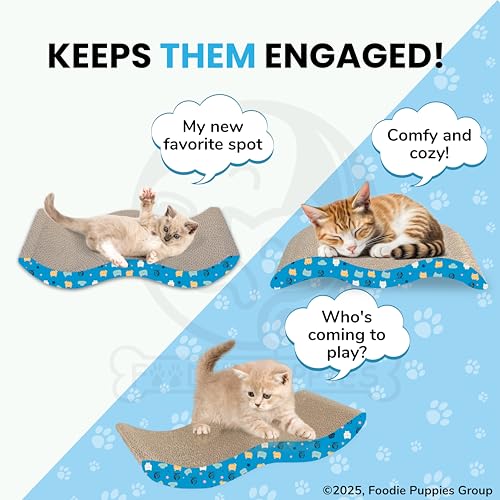 Image of Foodie Puppies 2-in-1 Reversible Cat Scratcher Pad with Catnip for Cats & Kittens, (Breaker) | Durable Corrugated Cardboard Cat Scratch Post for Furniture Protection (44cm x 23.5cm x 8cm)