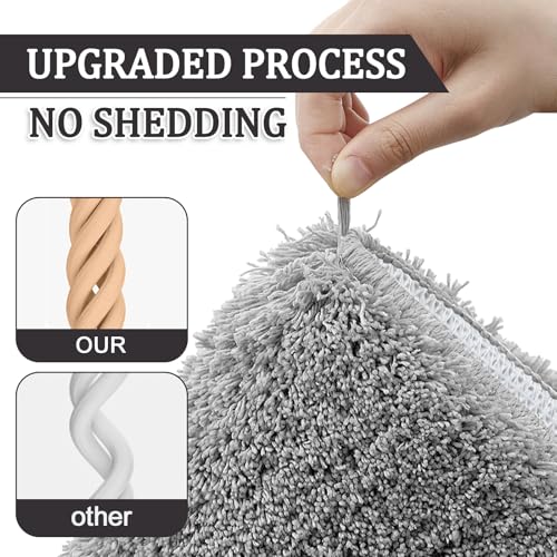 PROOVEELLY Gray Bathroom Rugs 59.1"x23.6", Extra Soft Absorbent Thick Shaggy Bath Rugs, Non Slip Quick Dry Bath Mat, Machine Washable Bath Rugs for Bathroom, Microfiber Rugs for Shower Bathtubs — view 4