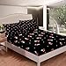 Feelyou Mushroom Bed Sheets Queen Size Cute Mushroom Sheet Set for Kids Girls Boys Cartoon Botanical Black Fitted Sheet Room Decor