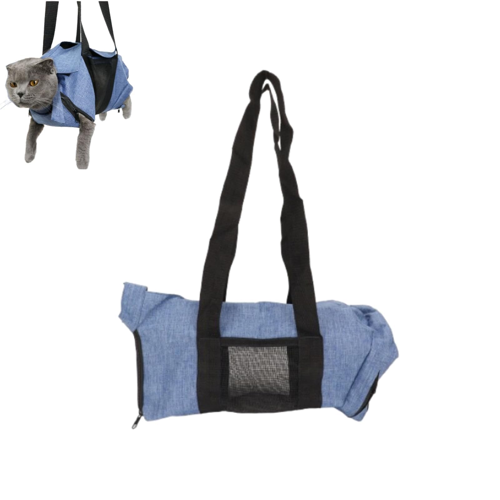 Cyrank Borsa per Toelettatura Gatti, Circonferenza del Collo Regolabile Pieghevole Borsa Toelettatura Gatto Gatto Trasporto Traspirante per Tagliare Le Unghie Fare Il Bagno