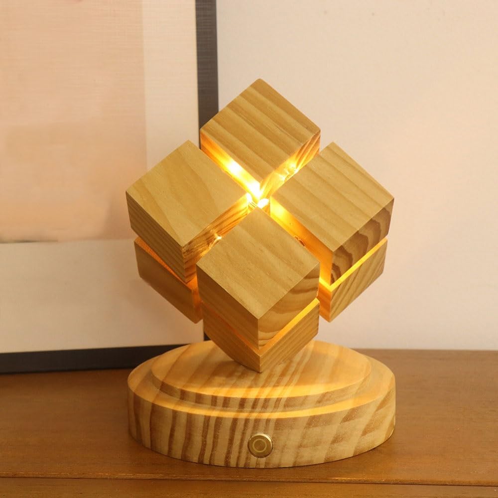 Lampada da Tavolo Decorazione Creativa for Luce Notturna, Comodino, Camera da Letto, Ambiente Lampada da Tavolo Romantica | Elegant rubber wood desk lamp for cozy ambiance, perfect bedside or office decor.