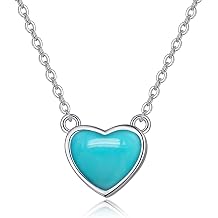 TANGPOET Dainty Heart Pendant Necklaces for Women Sterling Silver Lab Created Gemstone Necklace Jewelry Birthday Gift for Her with 18"+2" Chain