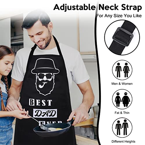 Aspmiz Fathers' Day Funny Kitchen Apron With Pocket, Black Chef Bib Apron For Father Men Dad Husband, Waterproof Adjustable Bbq Apron Cooking Apron For Grilling Gardening, Daddy Gift, 27.5" X 31.5" #TOP2