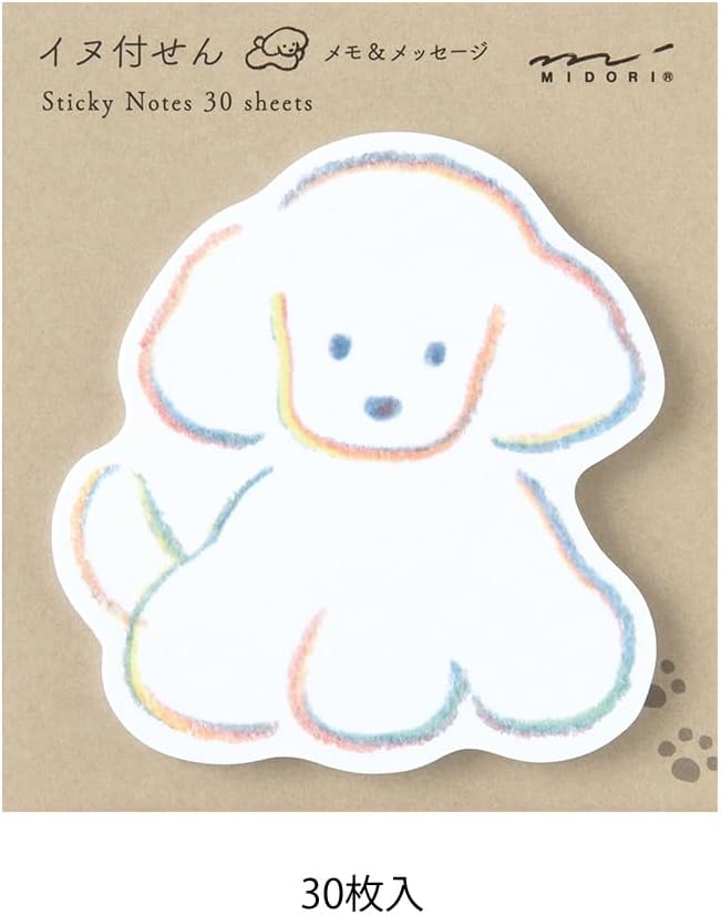 Midori 19099006 Sticky Notes, Sticky Paper, Die Cut, Dog Pattern
