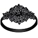 Vijiv Black Silver Art Deco 1920s Flapper Headband Headpiece