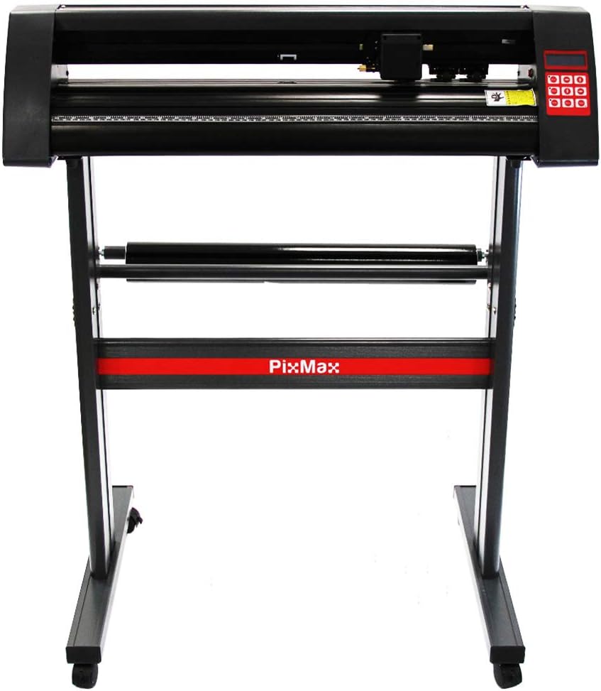 PixMax Vinyl Plotter Cutter Machine 28" & FlexiStarter Software LED Light Cutting Guide Cutting Label Sticker Sign Maker Optical Eye Stand Protective Cover