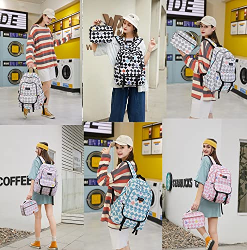 Etaishow Geometric Star Prints Backpack Set For Girls Elementary Middle School 2Pcs Kids Bookbag With Lunch Box #TOP6