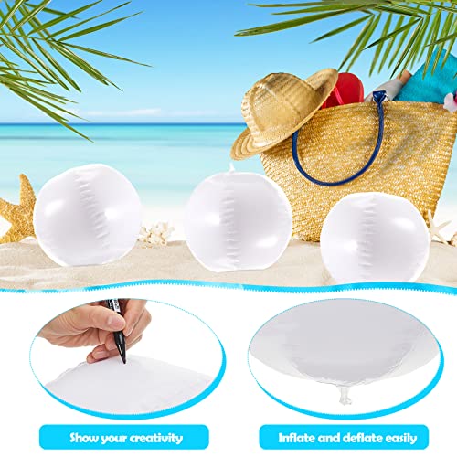 Deekin 24 Pieces Solid White Beach Ball 12 Inch Inflatable Beach Ball Swimming Pool Party Ball With An Air Pump For Summer Beach, Pool And Party Favor Beach Toys For Boys And Girls #TOP2