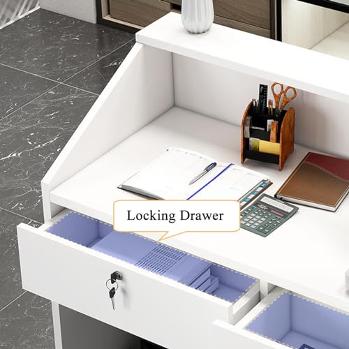 Recept Desk commerciale con serratura Der e scaffale aperto, bancone ufficio, per aziende, design moderno per efficiente nizat
