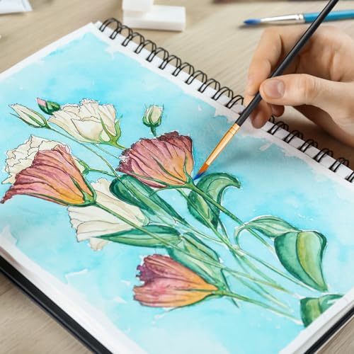 CNMTCCO Paint Brushes 20 PCS Nylon Hair Paint Brushes Set for Acrylic Oil Watercolor Gouache Painting Face Paint Brushes for Children and Adults (Black) - Image 5