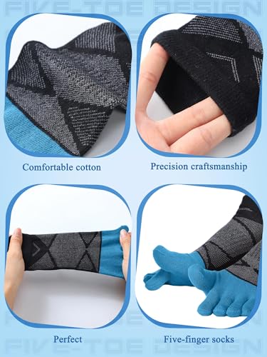 Image of Fourluoo 6 Pairs Women Cotton Athletic Toe Socks