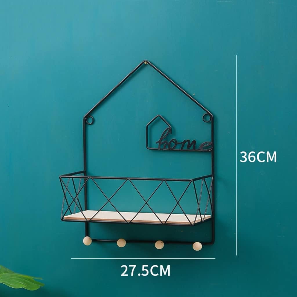JSEIAJB Nordic Iron Living Room Bedroom Wall Metal Key Coat and Hat Row Hooks Gold Wall Decoration Storage Rack(Gray)