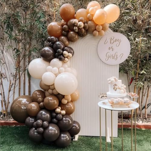 Image of Brown Balloons, 12 Inch Coffee Brown Tan Cream Sand White Balloons | for Neutral Bear Baby Bridal Shower Boho Wedding Woodland Fall Autumn Thanksgiving Rustic Birthday Party Decorations