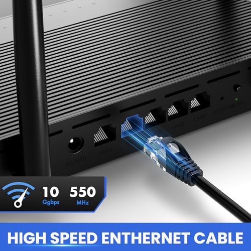 Cat 6 Ethernet Cable 200 ft, 10Gbps High Speed Ethernet Cable, Outdoor&Indoor Rj45 Cat6 Cable Internet Cable for Computer, Router, Modem, PS4/5, Xbox, Gaming- Black