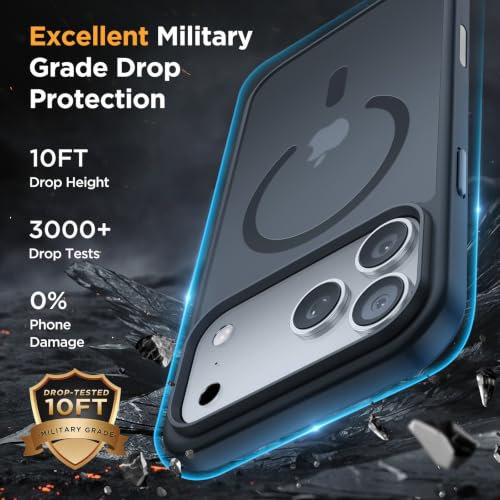 Image of Miracase Magnetic for iPhone 17 Pro Case 6.3 inch, Camera Control, [Compatible with MagSafe] [Screen Protector] Military-Grade Protection, Anti-Fingerprint, Slim Thin Phone Case, Black