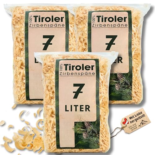 sagl.tirol Zirbenspäne Nachfüllpack für Zirbenkissen Doppelt gesiebt unbehandelte Zirbenholzspäne Zirbenspäne für Kissen (21 Liter)